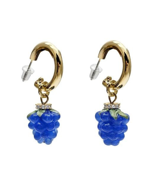 Farra Blue Raspberry Dangle Hoop Fun Earrings