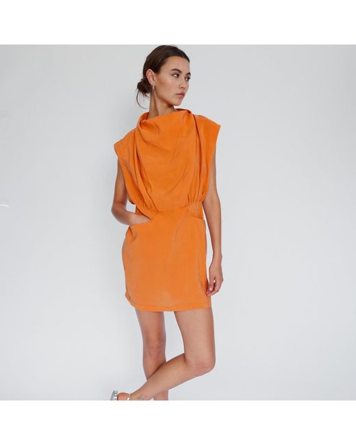 Mirimalist Orange Cupro Mini Dress Oranj