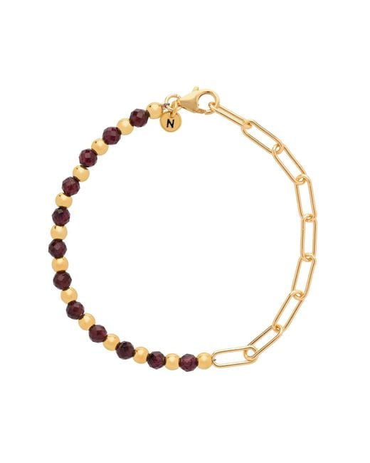 Nellou Jewellery Metallic Garnet Gem Shine Bracelet Plated Sterling