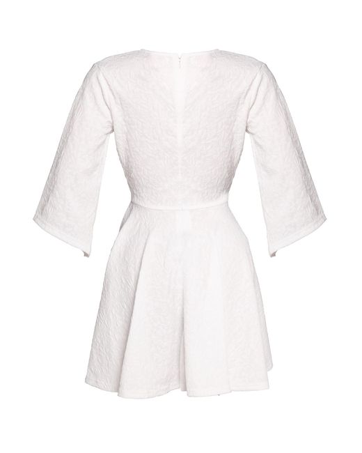 Ettie White Plunge Neck Textured Skater Dress