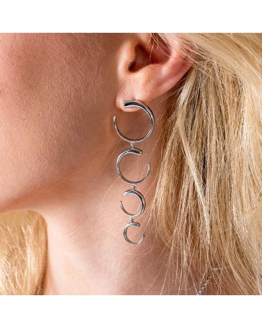 Lucy Quartermaine White Solid Sterling Quarter Luna Earrings