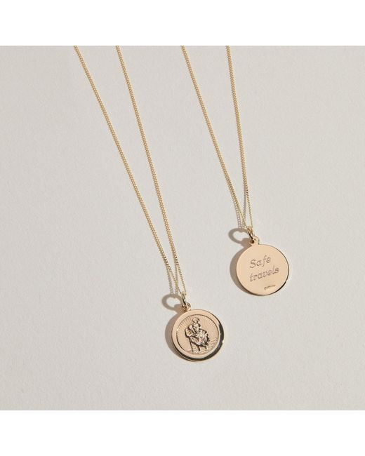 Lily & Roo Metallic Small Round St Christopher Pendant Necklace
