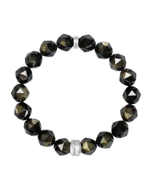 AWNL Black Golden Obsidian Rune Beaded Bracelet for men