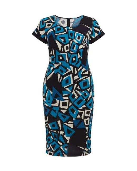Conquista Blue Straight Print Dress