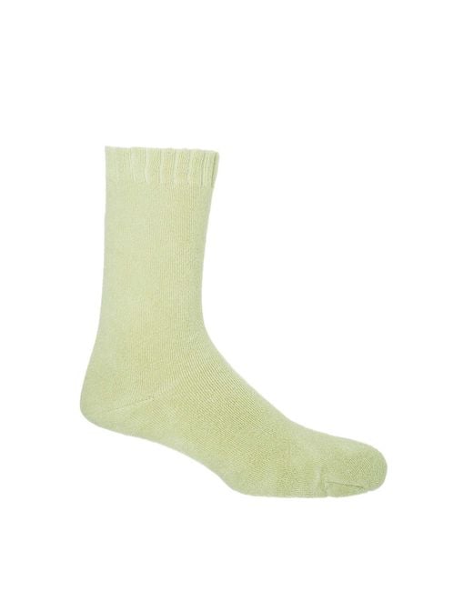 Peper Harow - Made in England Green Neutrals Ribbed Cuff Bed Socks – Cream for men