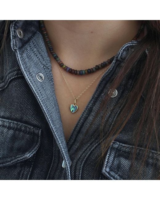 Kris Nations Metallic Abalone Heart Charm Necklace