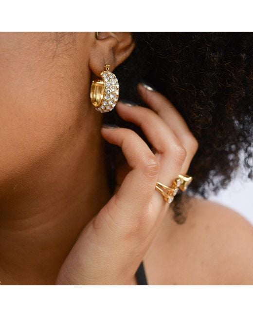 Superdivajewellery Metallic Crystal Hoop Earrings