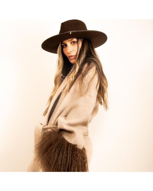 Shaded the Label Natural Neutrals The Perran Camel Wool & Mongolian Shearling Coat