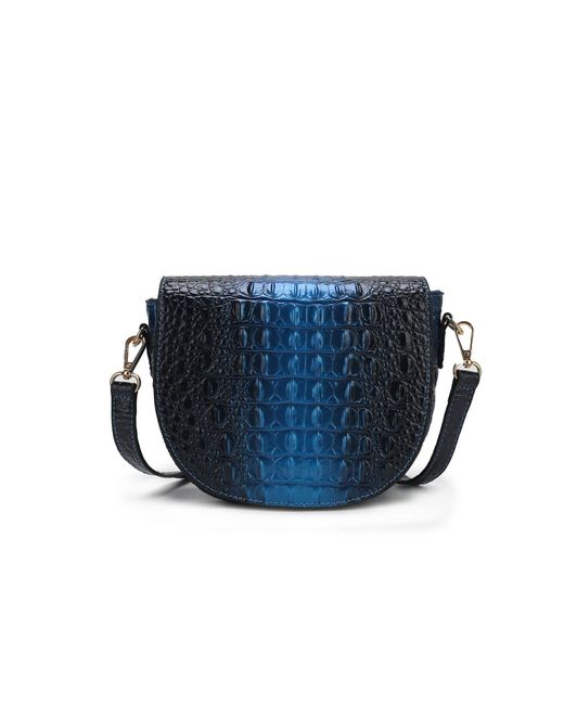 Mkf Collection - J'omor Blue Amalia Croc-Embossed Crossbody Bag