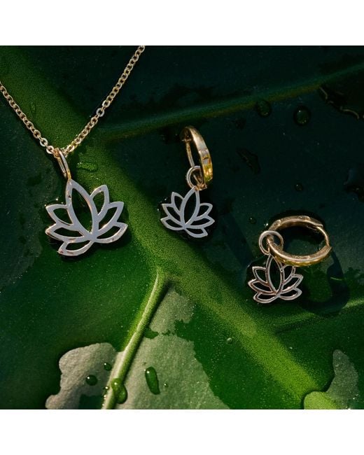 Zohreh Metallic Lotus Flower Pendant 9K