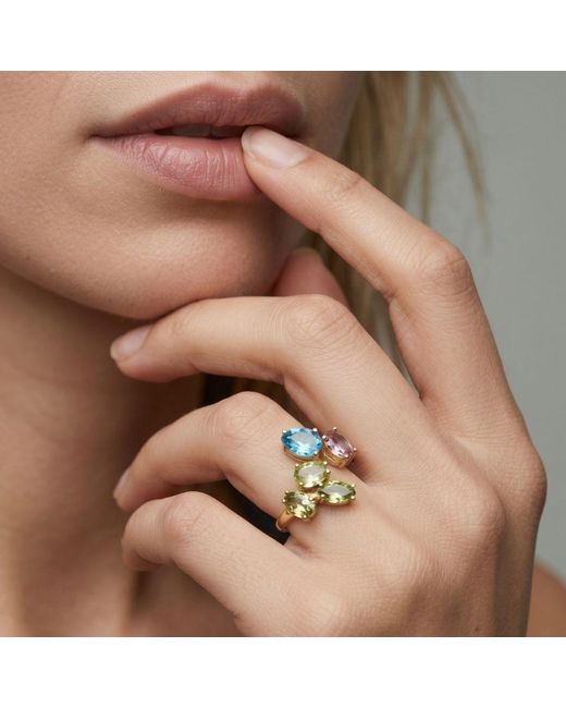 Uchi and Soto Blue Hanabi Mixed Stones Ring