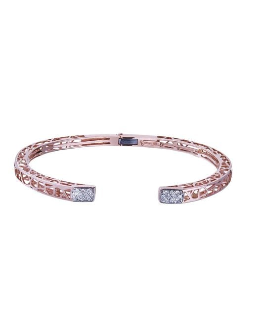 Lisa Edels Metallic Open End Bangle 14 Or Rose Natural Diamonds