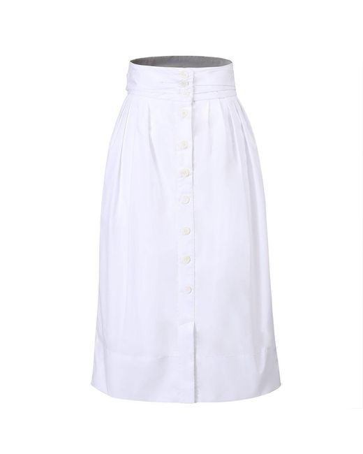 Smart and Joy White Buttoned Straight Skirt