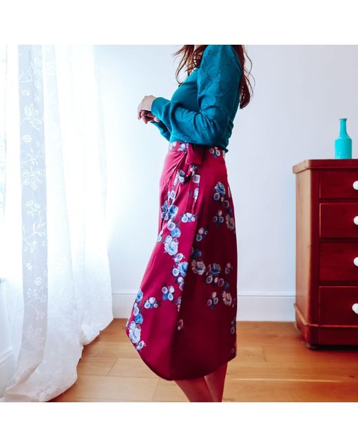 Sophie Cameron Davies Purple Peony Silk Wrap Skirt