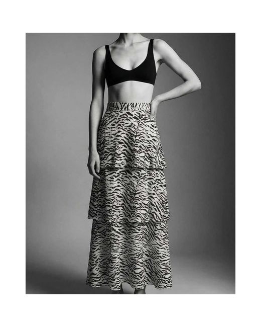 Polko Metallic Sia Zebra Convertible Tiered Dress