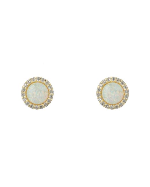 Latelita London Metallic Neutrals Small Sparkling Halo Opal Stud Earrings