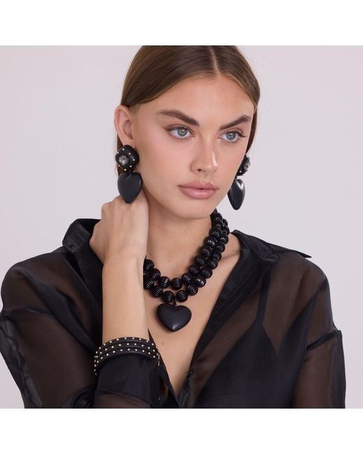 Michael Nash Jewelry Black Amour Matte Heart Necklace