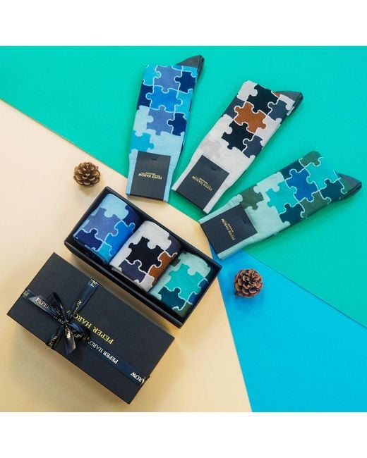 Peper Harow - Made in England Blue Jigsaw Gift Box for men