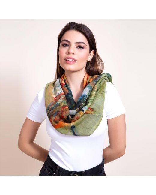Alie Street London Green Amara Silk Wool Scarf Paradise Bloom