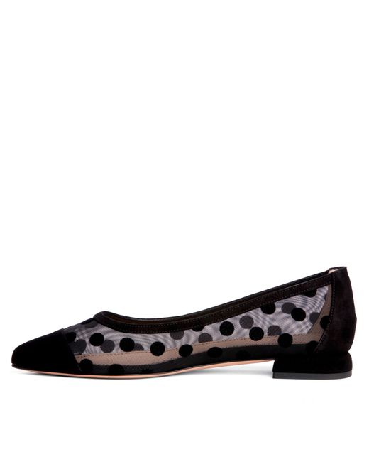 Beautiisoles by Robyn Shreiber Made in Italy Black Blake Polka Dots Mesh Work Valentine Evening Comfortable Sexy Flat Ballerina