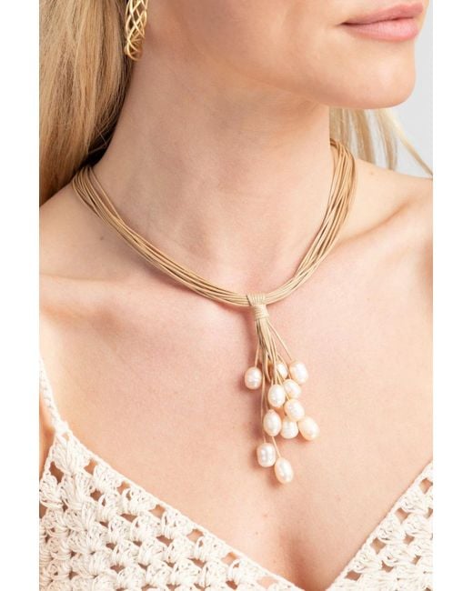 Saachi White Tahitian Wax Corded Classic Pearl Necklace
