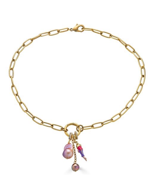 Loni Paul Jewelry Metallic Peach Baroque Pearl Charm Cluster Necklace