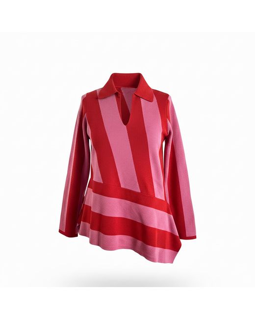 Arto. Red Bolding Stripes Wool Top