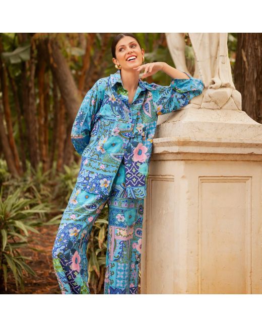 Introvertie VIENNA Blue Johnny Silk Palazzo Pants