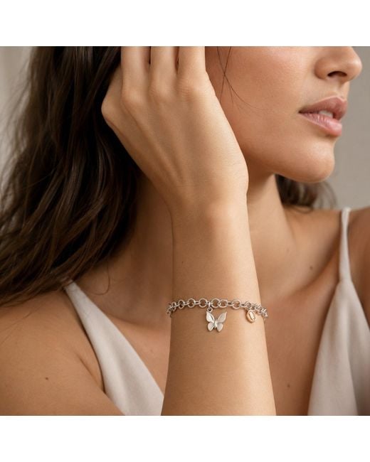 Unaloe Metallic Butterfly Charm Adjustable Bracelet