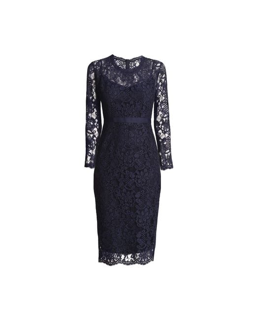 Rumour London Blue Chiara Long Sleeve Lace Dress