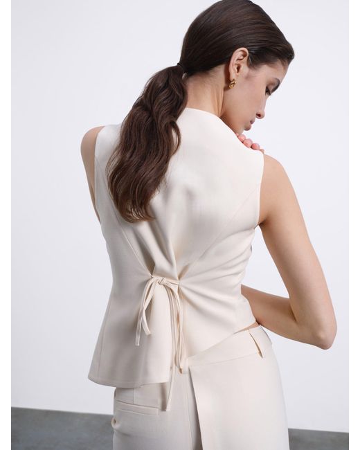 Sélone White Neutrals Calin Asymmetric Tie Vest Soft Ivory