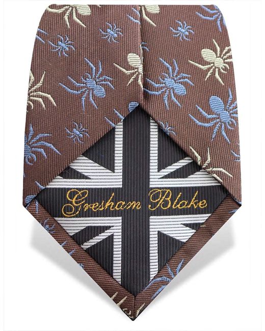 Gresham Blake Brown Spiders Silk Tie for men