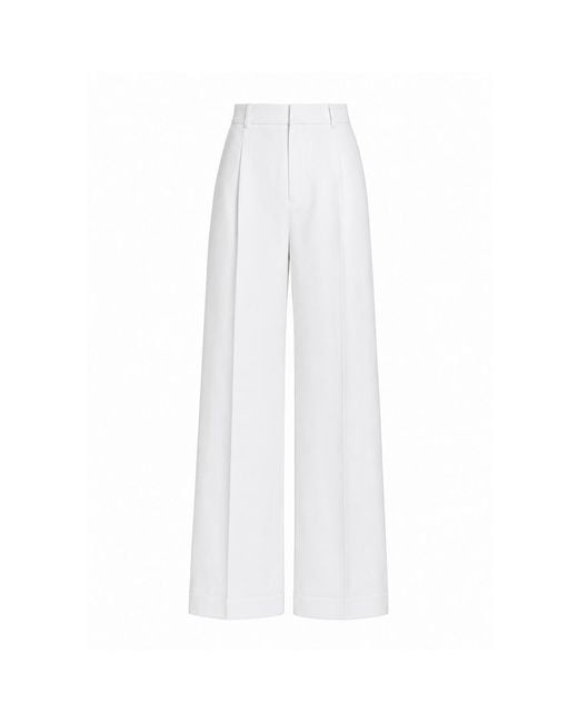 Richa Sharma White Handcrafted Banana Crepe Wide Leg Trousers