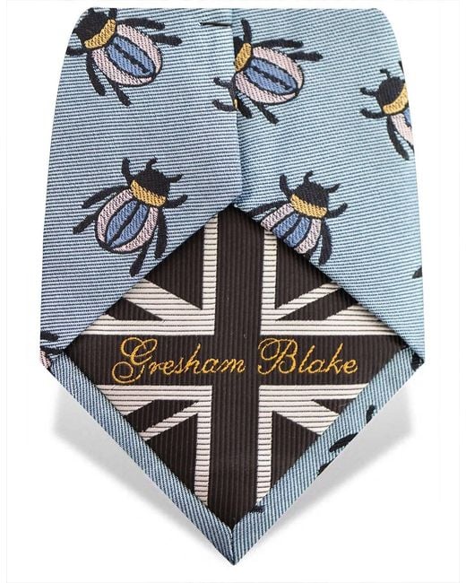 Gresham Blake Blue Beetles Silk Tie for men