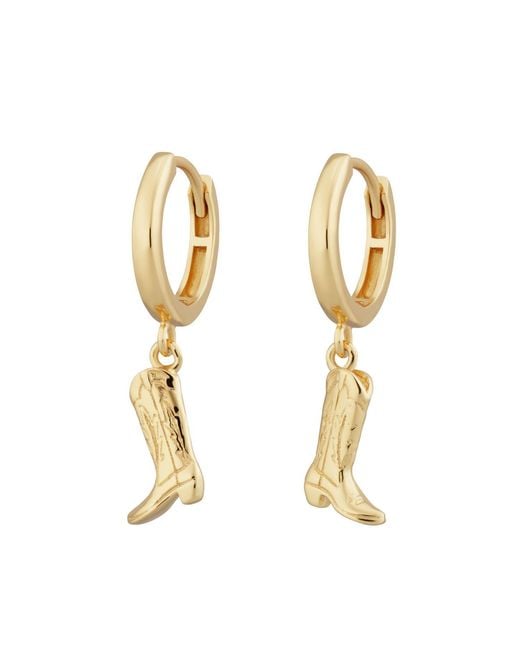 Scream Pretty Metallic Cowboy Boot Charm Hoop Earrings