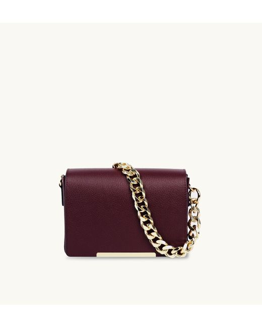 Apatchy London Purple The Newbury Burgundy Leather Crossbody Bag