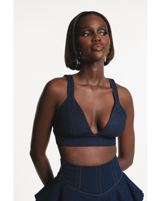 Ofuure Blue Azure Denim Bra Top