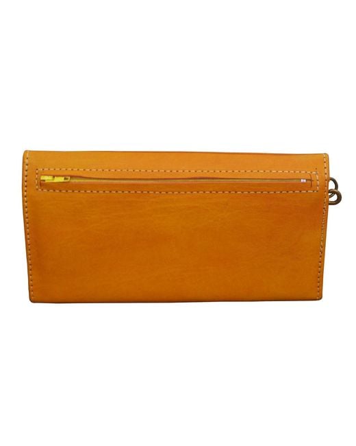 Berber Leather Orange Leather Tri-Fold Purse