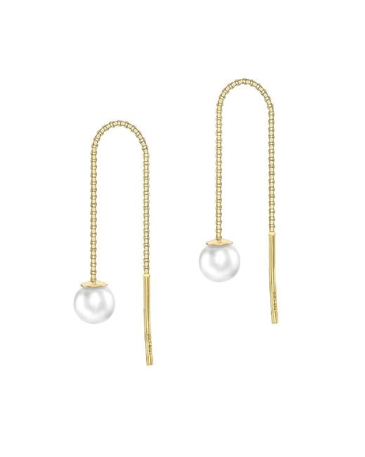 Posh Totty Designs Metallic Gold Pearl Thread Through Earrings