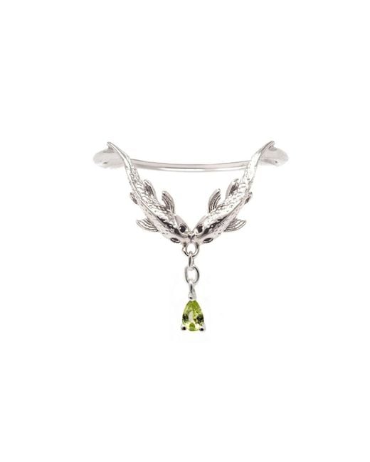 NASI SILVER Metallic Two Wishes Wishbone Ring- Peridot