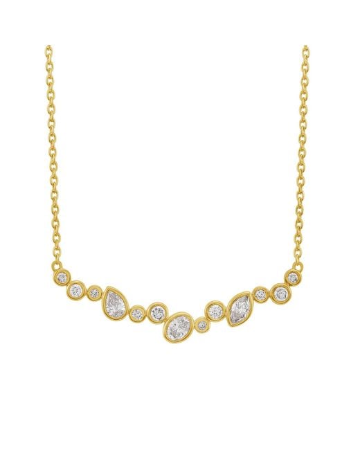 Artisan Metallic Mixed Shape Diamond Curved Station Necklace