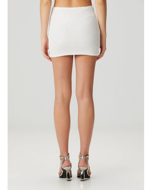Pcfg White Sequin Mini Skirt