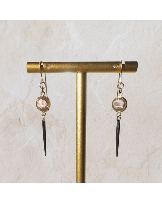 Rachel Nathan White Classic Hook: Champagne & Vermeil Spire Earrings
