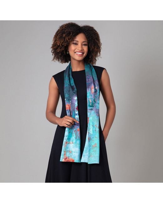 Alie Street London Blue Azra Woven Scarf Aquatic Ombre