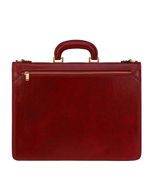 Time Resistance Red Leather Briefcase for men