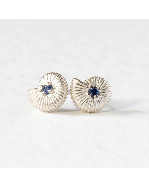Lee Renee Blue Ammonite Sapphire Earrings