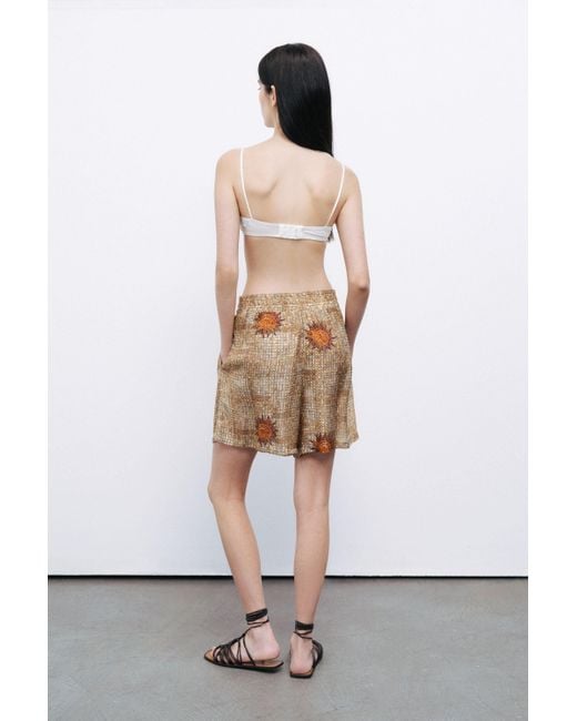 Nocturne Green Patterned Mini Shorts