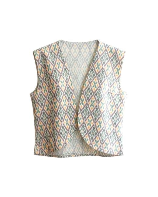Stovaria Natural Handwoven Ikat Silk Vest – Bold Pattern, Effortless Charm