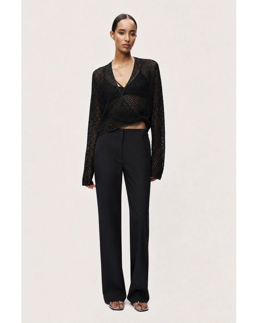 Nocturne Black Wrap Mesh Blouse