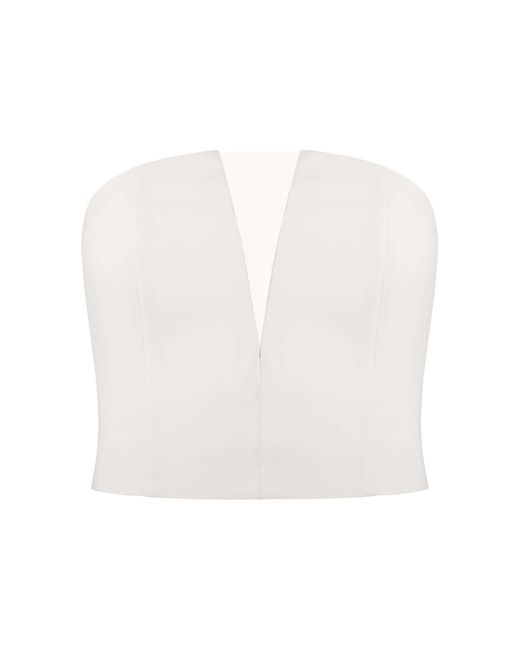 Tia Dorraine White Rare Pearl Bustier Top With Criss-cross Back